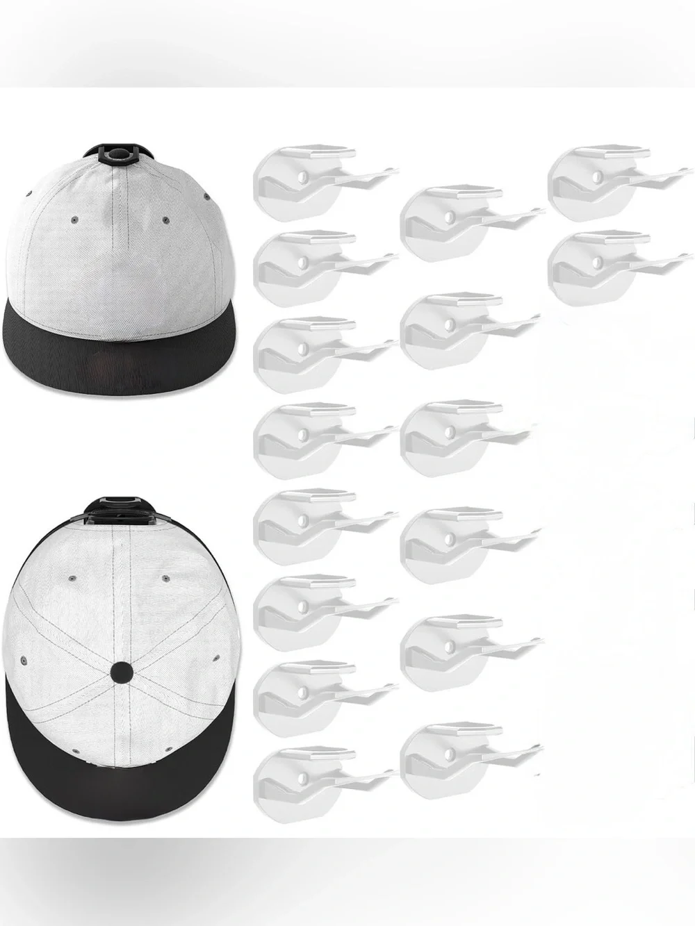 Hat Hooks/Mounts 16 Pack 3M Adhesive (White)